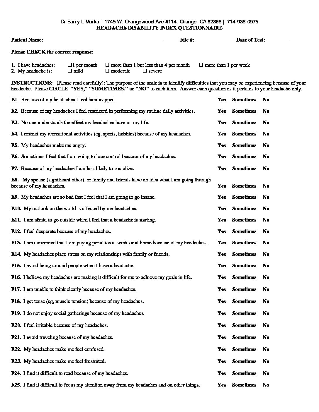 headache-disability-index-questionnaire-chiropractor-orange-ca